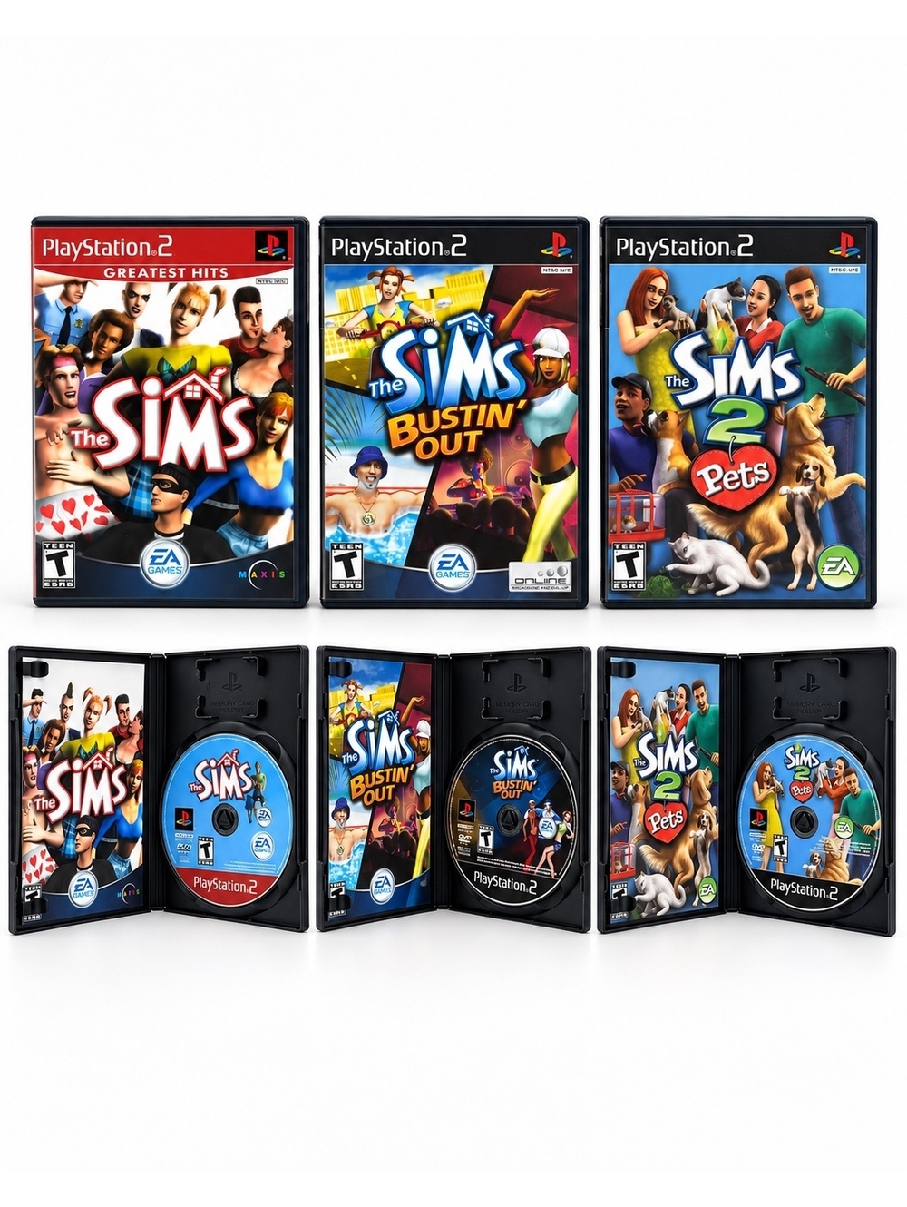 The Sims PS2 Game Lot of 3 Bustin’ Out Sims 2 Pets Greatest Hits CIB